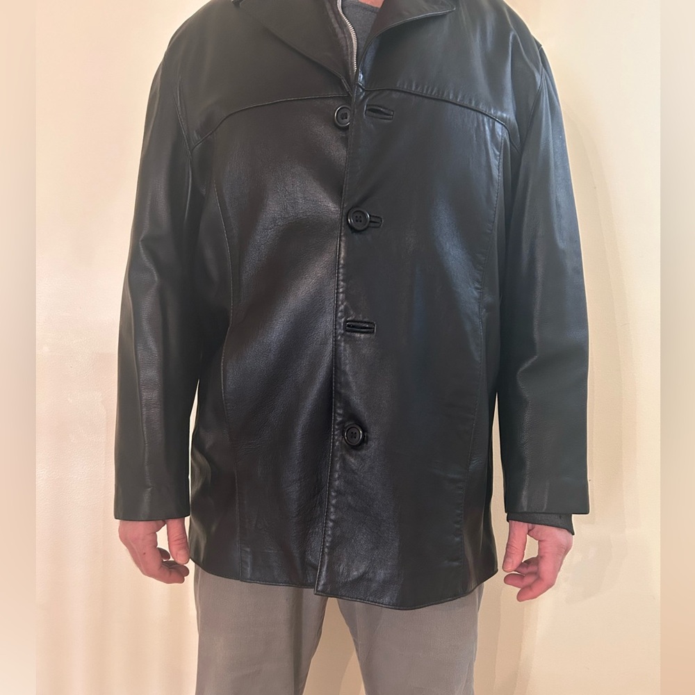 Vintage Men Black Genuine Leather coat from Dimitri collection